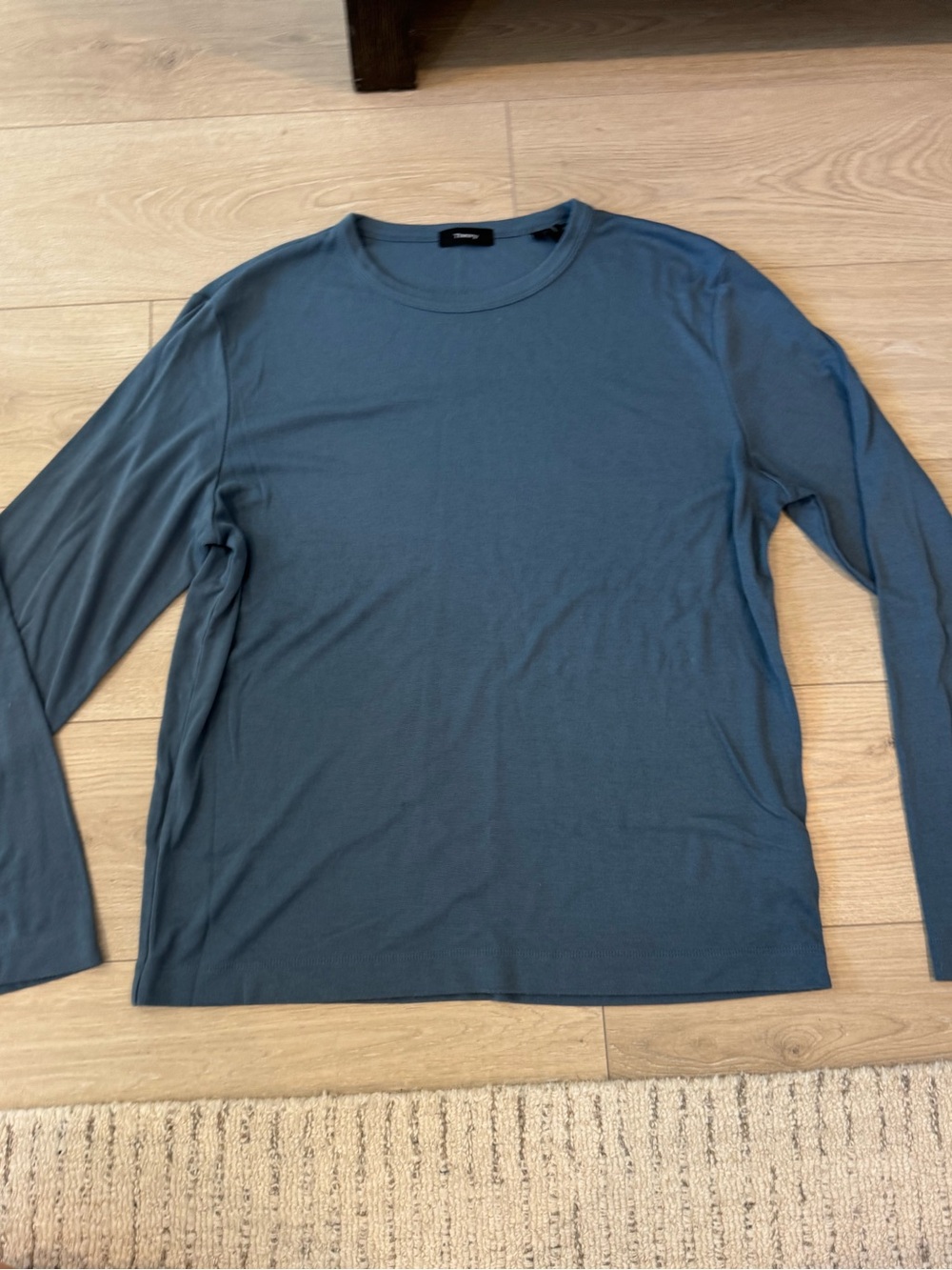 Theory Men's Long Sleeve Crewneck Shirt - Slate Blue